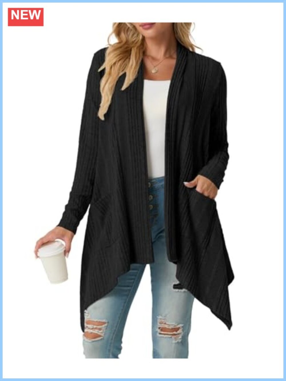 Women's Open Front Cardigan Long Sleeve Lightweight Shawl Collar Sweater